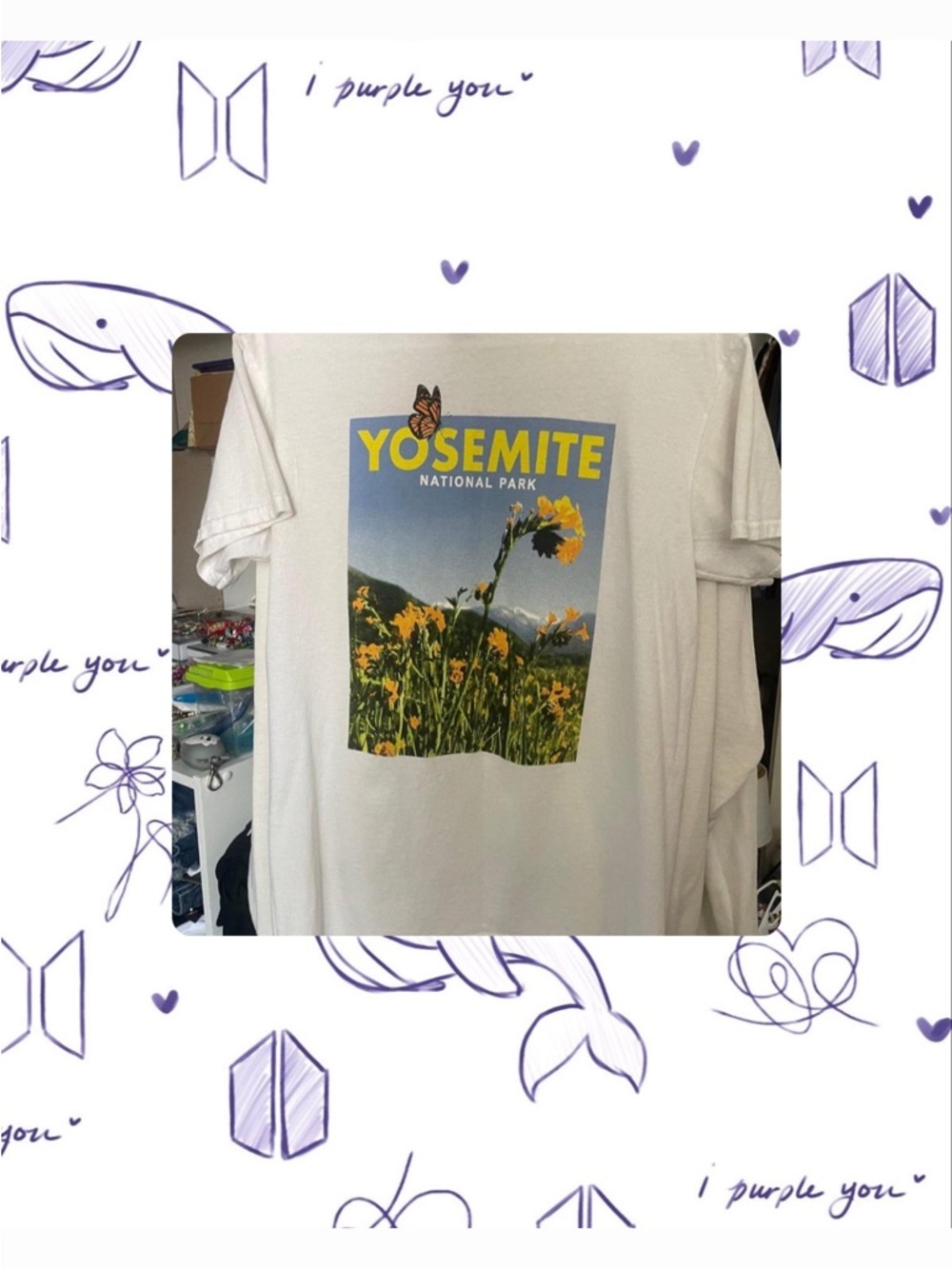 Yosemite National Park Graphic Tee - White with Yellow Floral Print